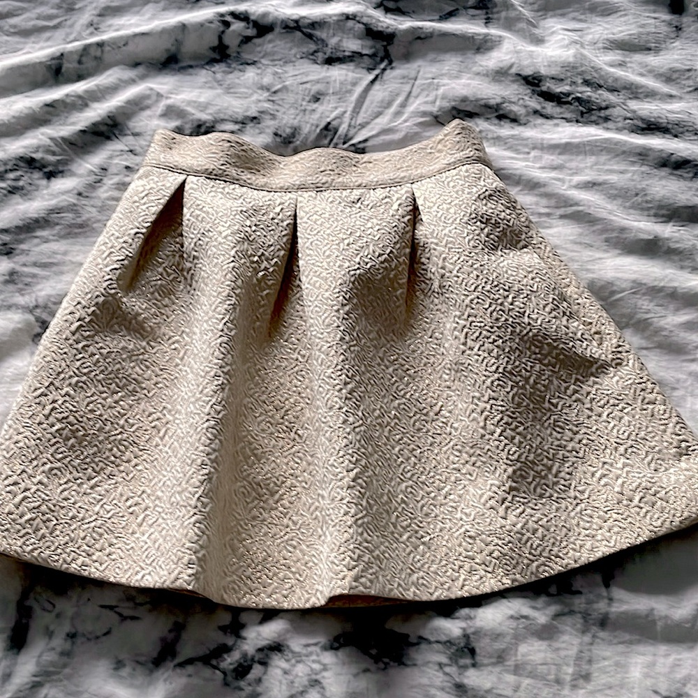 Cream and gold mini skirt